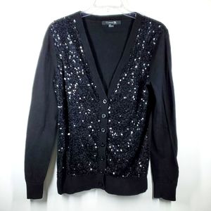 Forever 21 Black Sequin Long Sleeve Cardigan Sweater M